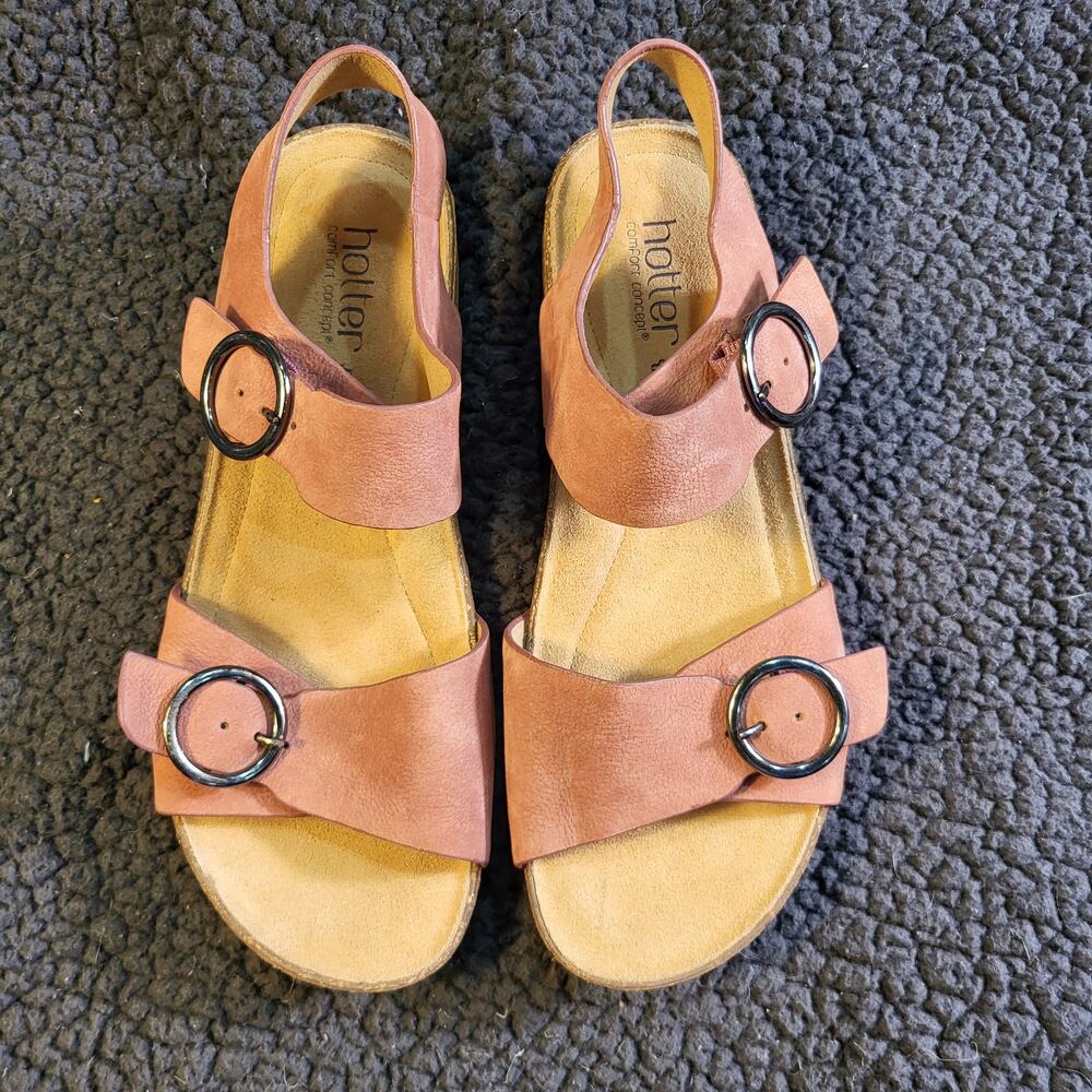 NEW Hotter Tourist II sandals pink suede material Women's US 8.5